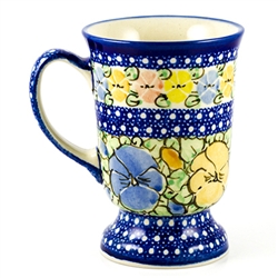 Polish Pottery 8 oz. Pedestal Mug. Hand made in Poland. Pattern U417 designed by Maria Starzyk.