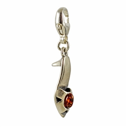 Sterling Silver Slipper Charm With Amber