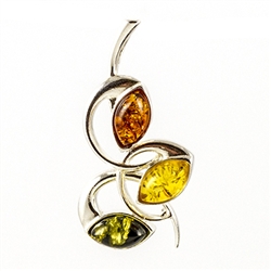 Baltic Amber in shades of Green, yellow, and honey encased sterling silver.