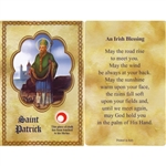 St Patrick Holy Card This unique prayer card contains a third class relics on the front with the prayer on the back. Please note that these are third class relics and are not first or second class with a piece of cloth touched to the shrine.