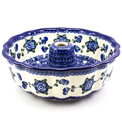 Polish Pottery 10.5" Bundt Cake Pan. Hand made in Poland and artist initialed.