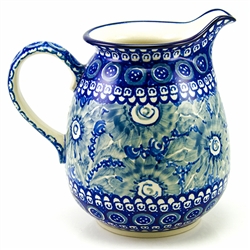 Polish Pottery 1 qt. Pitcher. Hand made in Poland. Pattern U1447 designed by Maryla Iwicka.