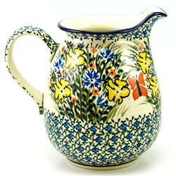 Polish Pottery 1 qt. Pitcher. Hand made in Poland. Pattern U1873 designed by Lucyna Lenkiewicz.