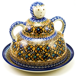 Polish Pottery 7" Cheese Lady. Hand made in Poland. Pattern U152 designed by Maryla Iwicka.