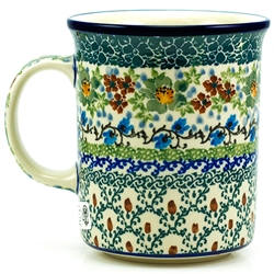 Polish Pottery 15 oz. Everyday Mug. Hand made in Poland. Pattern U4358 designed by Teresa Liana.