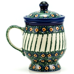 Polish Pottery 8 oz. Herbal Mug And Infuser. Hand made in Poland and artist initialed.