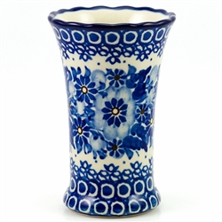 Polish Pottery 7" Fluted Vase. Hand made in Poland. Pattern U243 designed by Krystyna Deptula.