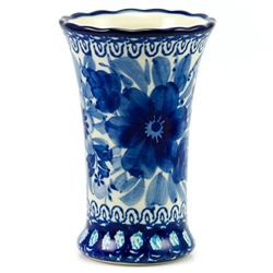 Polish Pottery 7" Fluted Vase. Hand made in Poland. Pattern U214 designed by Irena Maczka.