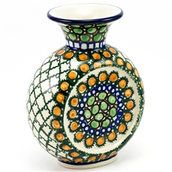 Polish Pottery 5" Mini Vase. Hand made in Poland. Pattern U83 designed by Teresa Liana.