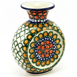 Polish Pottery 5" Mini Vase. Hand made in Poland. Pattern U81 designed by Teresa Liana.