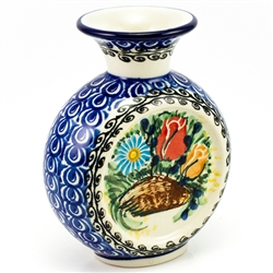 Polish Pottery 5" Mini Vase. Hand made in Poland. Pattern U3951 designed by Maryla Iwicka.