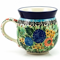 Polish Pottery 11 oz. Bubble Mug. Hand made in Poland. Pattern U2124 designed by Teresa Liana.