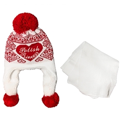 This attractive adult size snow bonnet make a perfect gift. Easy care acrylic knit fabric. One size fits most. Made in Poland.