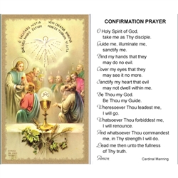 Confirmation Prayer - Holy Card.  Plastic Coated. Picture is on the front, text is on the back of the card.