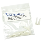 Hollow Egg Plugs Large includes a set of 10 soft egg plugs ideal for use with blown out eggs. Made of a soft and pliable material. Reusable.