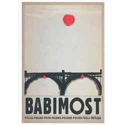 Babimost, Polish Promotion Poster designed by artist Ryszard Kaja. It has now been turned into a post card size 4.75" x 6.75" - 12cm x 17cm.