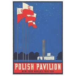 Polish Pavilion at NY 1939 World's Fair, Polish Promotion Poster.  It has now been turned into a post card size 4.75" x 6.75" - 12cm x 17cm.