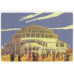 Wroclaw, Centennial Hall, Polish Art Poster.  It has now been turned into a post card size 4.75" x 6.75" - 12cm x 17cm.