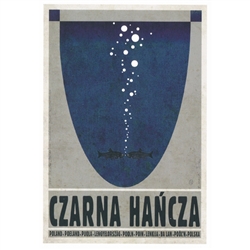 Czarna Hancza, Polish Tourist Poster designed by artist Ryszard Kaja. It has now been turned into a post card size 4.75" x 6.75" - 12cm x 17cm.