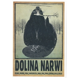 Dolina Narwi, Polish Promotion Poster designed by artist Ryszard Kaja. It has now been turned into a post card size 4.75" x 6.75" - 12cm x 17cm.