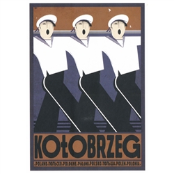 Post Card: Kolobrzeg, Polish Promotion Poster designed by artist Ryszard Kaja. It has now been turned into a post card size 4.75" x 6.75" - 12cm x 17cm.