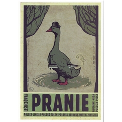 Post Card: Pranie, Polish Promotion Poster  designed by artist Ryszard Kaja. It has now been turned into a post card size 4.75" x 6.75" - 12cm x 17cm.