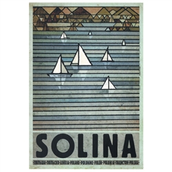 Post Card: Solina, Polish Promotion Poster designed by artist Ryszard Kaja. It has now been turned into a post card size 4.75" x 6.75" - 12cm x 17cm.