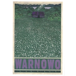 WARNOWO, Polish Village, Promotion Poster designed by artist Ryszard Kaja. It has now been turned into a post card size 4.75" x 6.75" - 12cm x 17cm.