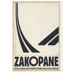 Zakopane, Polish Promotion Poster  designed by artist Ryszard Post Card: Kaja. It has now been turned into a post card size 4.75" x 6.75" - 12cm x 17cm.