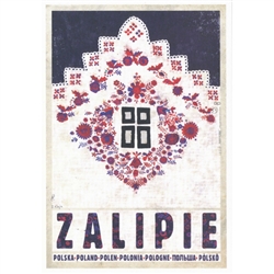 Zalipie, Village of Flowers, Polish Promotion Poster designed by artist Ryszard Post Card: Kaja. It has now been turned into a post card size 4.75" x 6.75" - 12cm x 17cm.