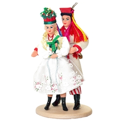 The Krakow costume is considered to be Poland's national folk costume and is certainly the best known. This is the wedding version of this famous costume. Perfect gift for showers, weddings, dance group members  or just to share or display your Polish her