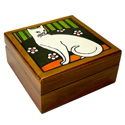 Secret Opening Wooden Box with Poppy Design