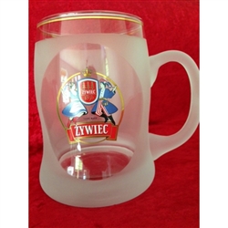 Frosted Glass Zywiec Mug
Made in Krosno, Poland,  the center of Polish fine glassware.