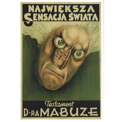 Post Card: Testament of Dr Mabuze, Polish Movie Poster designed by Paul Scheurich in 1933. It has now been turned into a post card size 4.75" x 6.75" - 12cm x 17cm.