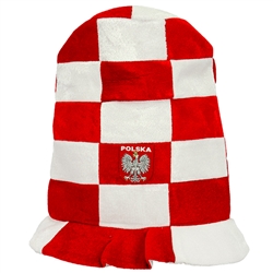 Sports fans in Poland love to wear this colorful hat. 12" - 30cm tall. Looks like a giant top hat!  One size fits most. Made in Poland.