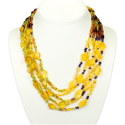 Bozena Przytocka is a designer of artistic amber jewelry based in Gdansk, Poland. Here is a beautiful example of her ability to blend amber, amethyst and peridot  to create a stunning necklace.