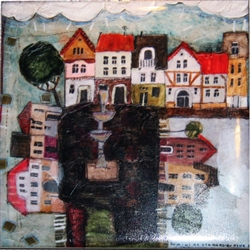 This charming artistic wall tile will surely brighten up your kitchen. The unique artwork on this wall hanging tile will make for an excellent gift. Featuring the art work of Polish artist Dominika Stawarz-Burska from Bochnia, Poland. This high quality wa