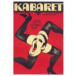 Post Card: Kabaret - Cabaret, Polish Movie Poster designed by Wiktor Gorka in 1973. It has now been turned into a post card size 4.75" x 6.75" - 12cm x 17cm.