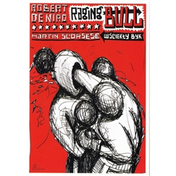 Post Card: Raging Bull, Scorsese, Polish Poster designed by Leszek Zebrowski  in 2010. It has now been turned into a post card size 4.75" x 6.75" - 12cm x 17cm.
