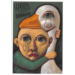 Post Card:  Czernina, Polish Exhibition Poster designed by Leszek Zebrowski  in 2008. It has now been turned into a post card size 4.75" x 6.75" - 12cm x 17cm.