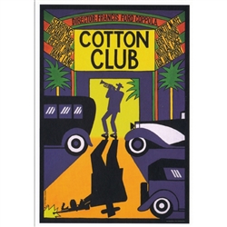 Post Card: The Cotton Club, Polish Poster designed by Andrzej Krajewski in 2010. It has now been turned into a post card size 4.75" x 6.75" - 12cm x 17cm.