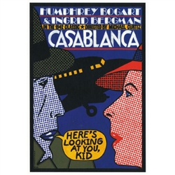Post Card: Casablanca, Polish Poster designed by Andrzej Krajewski in 2009. It has now been turned into a post card size 4.75" x 6.75" - 12cm x 17cm.