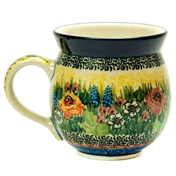 Polish Pottery 11 oz. Bubble Mug. Hand made in Poland. Pattern U4288 designed by Teresa Liana.