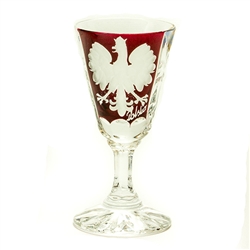 Crystal Stem Shot Glasses With Engraved Polish Eagle - Set Of 2