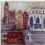 Artistic Ceramic Tile - Gdansk And Neptune's Fountain