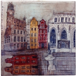 Artistic Ceramic Tile - Gdansk And Neptune's Fountain