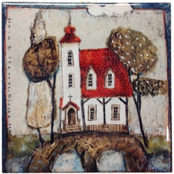 This charming artistic wall tile will surely brighten up your kitchen. The unique artwork on this wall hanging tile will make for an excellent gift. Featuring the art work of Polish artist Dominika Stawarz-Burska from Bochnia, Poland. This high quality wa