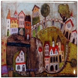 Artistic Ceramic Tile - Village Bridge II