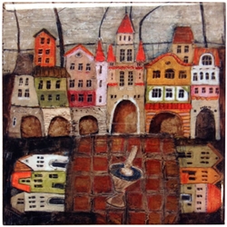 This charming artistic wall tile will surely brighten up your kitchen. The unique artwork on this wall hanging tile will make for an excellent gift. Featuring the art work of Polish artist Dominika Stawarz-Burska from Bochnia, Poland. This high quality wa