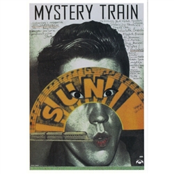 Post Card: Mystery Train, Polish Movie Poster designed by artist Andrzej Klimowski . It has now been turned into a post card size 4.75" x 6.75" - 12cm x 17cm.
